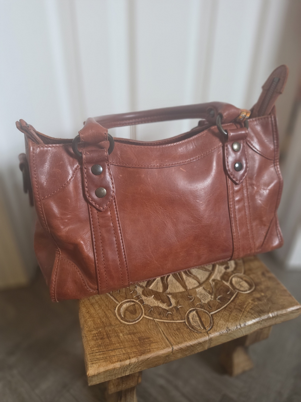 Frye Melissa Leather Satchel - Cognac / Reddish-Brown